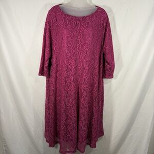 Roamans Lace Dress Women 2X Boho Romantic Flowy A-Line Textured Formal Elegant